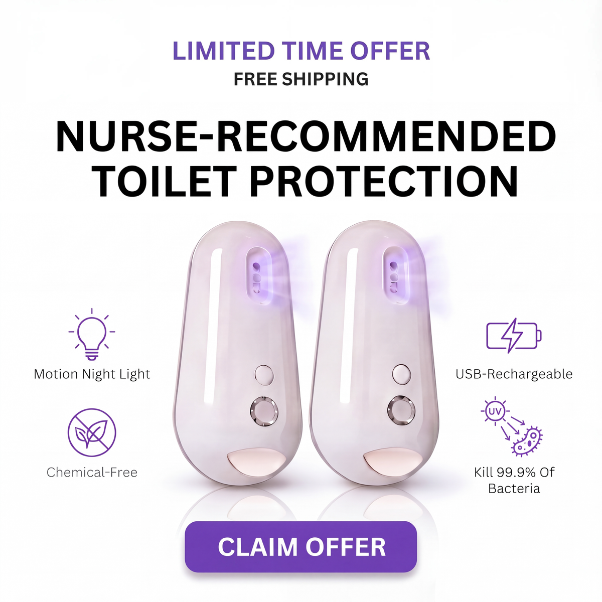 Self Cleaning UV Toilet Sanitizer & Night Light